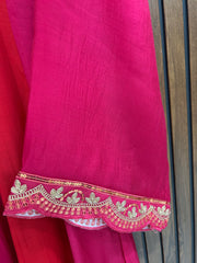 Graceful double shade Mul Chanderi Embroidered Kurta Set