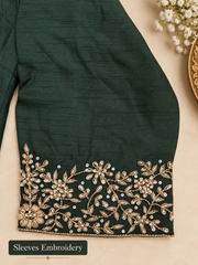 Elegant Bottle Green Dola Silk Embroidered Suit Set with Dupatta