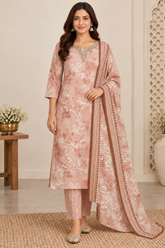 Graceful Printed Modal Kurta Set with Floral Dupatta