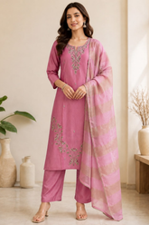 Blush Pink Shimmer Kurta Set with Cutdana Embroidery