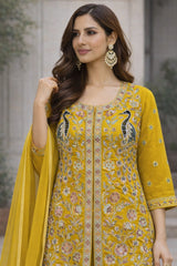 Mustard Yellow Hand Embroidered Sharara Set