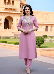 Graceful Pink Embroidered Suit Set