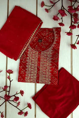 Elegant double shade Muslin Embroidered Suit Set