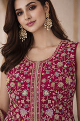 Royal Dark Pink Fendi Designer Sharara Set