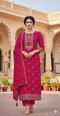 Pure Dola Russian Jacqard with Khatli Handwork Suit Set and Chanderi Silk Heavy Dupatta