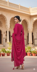 Pure Dola Russian Jacqard with Khatli Handwork Suit Set and Heavy Dupatta-Pink