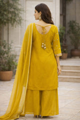 Mustard Yellow Hand Embroidered Sharara Set