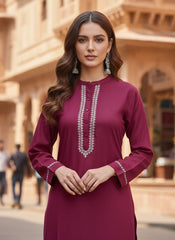 Maroon Premium Cotton Straight Kurta Set