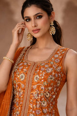 Royal Rust Hand Embroidered Sharara Set