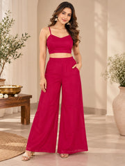 Elegant Chinon Cape Co-ord Set with Flared Pants