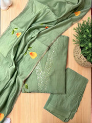 Pastel Green Silk Blend Floral Anarkali Suit Set