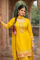 Sunshine Yellow Embroidered Suit Set