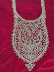 Unstitched Rani Pink Embroidered Velvet Suit Set
