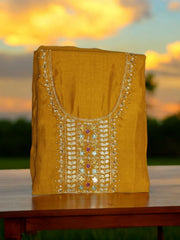 Elegant Vichitra Fabric Unstiched Suit with Silk Dupatta