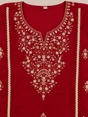 Regal Red Dola Silk Embroidered Suit Set with Dupatta