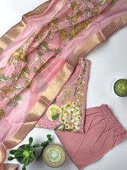 Graceful Pink Embroidered Suit Set