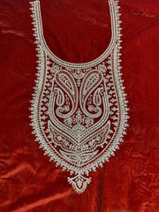 Unstitched Royal Rust Embroidered Velvet Suit Set