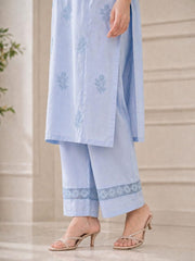 Light Blue Chikankari Rayon Kurta Set (Without Dupatta)