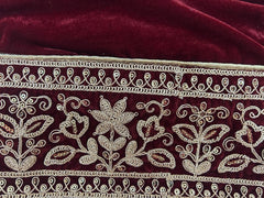 Unstitched Maroon Embroidered Velvet Suit Set