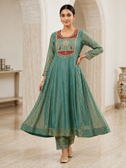 Graceful Sage Green Salsa Anarkali Set with Dupatta