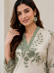 Sage Green Cotton Co-ord Set with embroidery