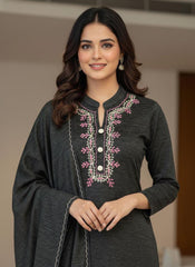 Elegant Readymade Winter Wear Stretchable Kurta Set with Embroidered Dupatta
