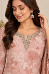 Graceful Printed Modal Kurta Set with Floral Dupatta