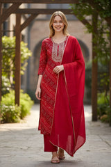 Elegant double shade Muslin Embroidered Suit Set