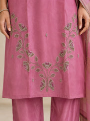 Blush Pink Shimmer Kurta Set with Cutdana Embroidery