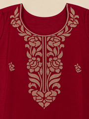 Elegant Deep Maroon Cut Dana Embroidered Chinon Kurta Set