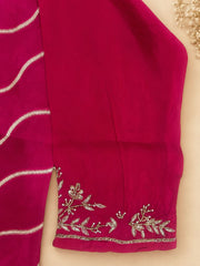 Exquisite Pink Crepe Handwork Kurta Set with Dupatta