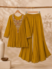 Graceful Embroidered Pure Chinon Contemporary Set
