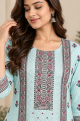 Printed Chikankari Cotton Kurta Set with Dupatta