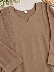 Stunning Mocha Roman Shimmer A-Line Kurta Set with Dupatta