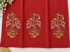 Pure Cotton Maroon Embroidered Kurta Palazzo Set with Dupatta