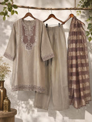 Stylish Embroidered Salsa Kurta Set with Striped Dupatta