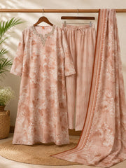 Graceful Printed Modal Kurta Set with Floral Dupatta
