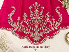 Stunning Pink Embroidered Chinon Kurta Palazzo Set