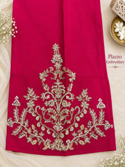 Stunning Pink Embroidered Chinon Kurta Palazzo Set