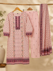 Blush Pink Chikankari Cotton Printed Kurta Set with Dupatta
