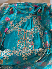 Vibrant Roman Silk Embroidered Unstitched Suit Set