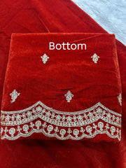 Unstitched Royal Rust Embroidered Velvet Suit Set