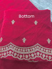 Unstitched Rani Pink Embroidered Velvet Suit Set
