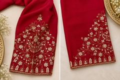 Regal Red Dola Silk Embroidered Suit Set with Dupatta