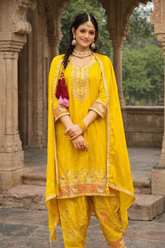 Sunshine Yellow Embroidered Suit Set