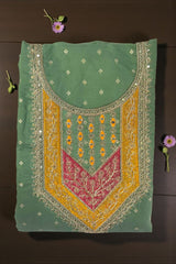 Elegant Chanderi Embroidered Suit Set with Floral Organza Dupatta
