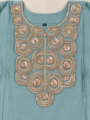 Graceful Powder Blue Mul Chanderi Embroidered Anarkali Suit Set with Dupatta