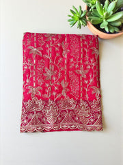 Premium Kota Silk Embroidered Unstitched Suit-Majenta