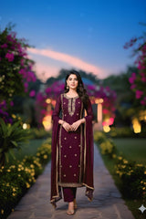 Premium Organza Hand Embroidered Unstitched Suit