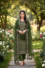 Premium Kota Silk Embroidered Unstitched Suit